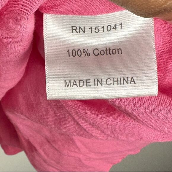 Caara Square Neck Short Puff Sleeve Barbie Pink Mini Dress Women’s Sz L - Picture 8 of 9